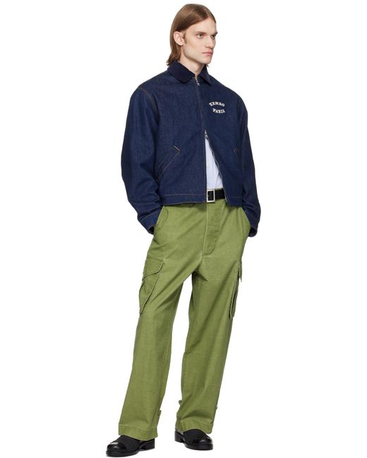 KENZO Green Adjustable Cargo Pants for men