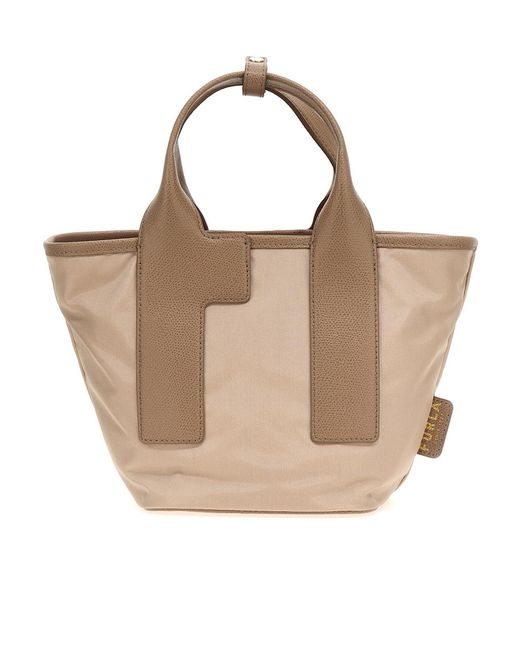 Furla Natural Piuma S Logo Tag Shopping Bag