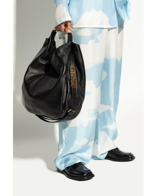 Moschino Black Logo Lettering Top Handle Bag