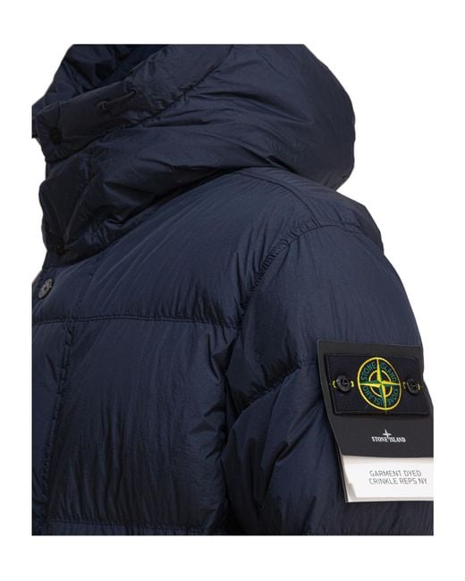 Stone Island Blue Hooded Down Parka for men