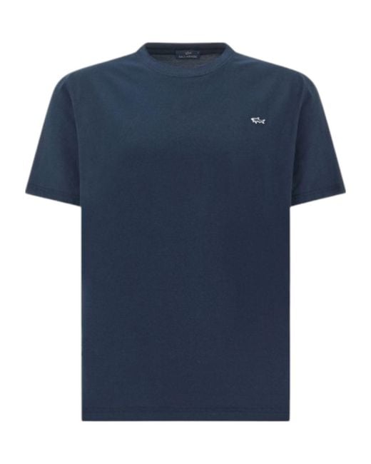 Paul & Shark Blue Logo Crewneck T-Shirt for men