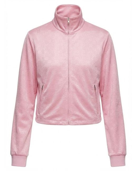 Gucci Pink Gg Jersey Jacquard Zip Jacket