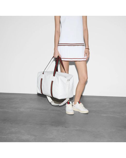 Gucci White Medium Duffle Bag With Web for men