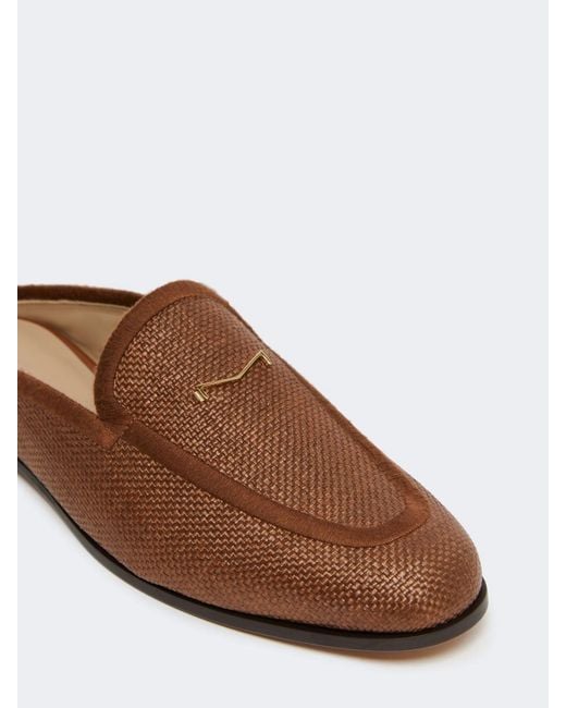 Max Mara Brown Woven Metal-Detail Sneakers