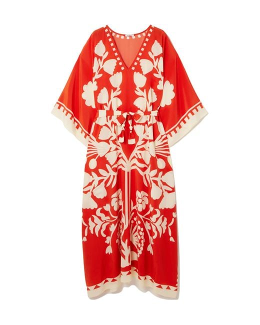Eres Red Holi Printed Kaftan