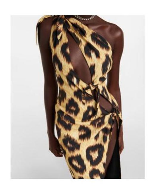 The Attico Black Leopard-Print Cutout Maxi Dress