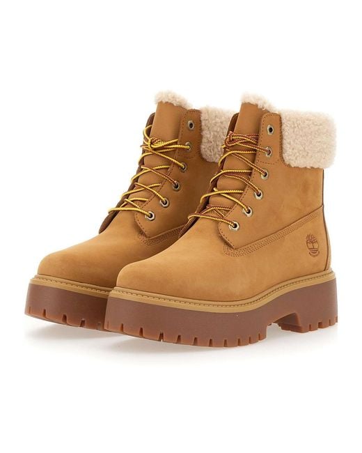 Timberland Brown Shearling-Lined Platform Boots