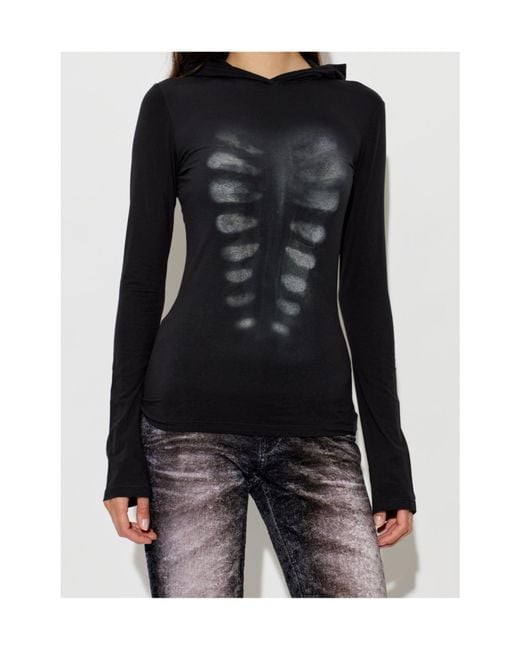 AVAVAV Black X-Ray Printed Long-Sleeve Hoodie
