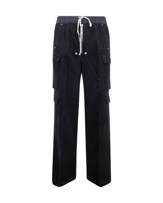 Rick Owens Blue Bella Zip-Fly Drawstring Cargo Trousers for men