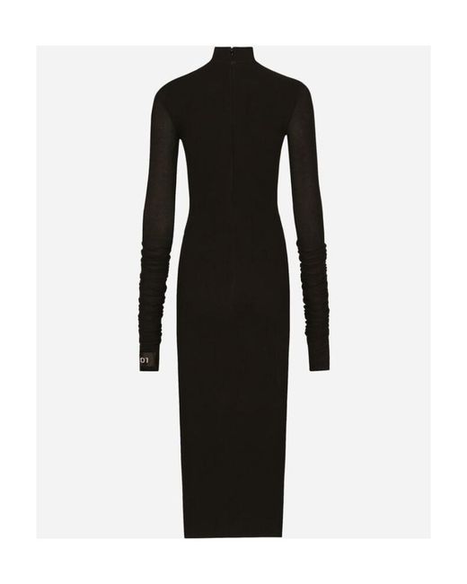 Dolce & Gabbana Black Lace-Panel Midi Dress