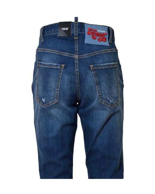 DSquared² Blue Logo-Patch High-Waist Flared Jeans