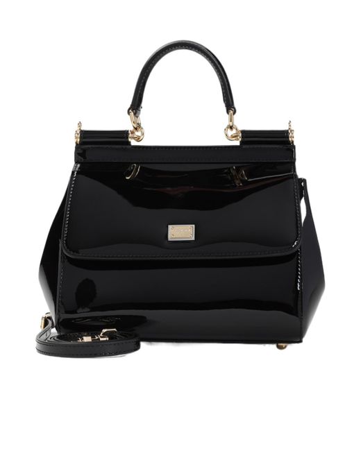 Dolce & Gabbana Black Logo Plaque Medium Sicily Handbag