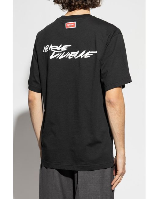 KENZO Black T-Shirt With Printed Logo for men