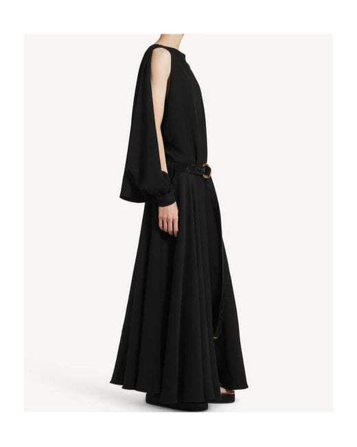 Balenciaga Black Silk-Wool Balloon Maxi Dress