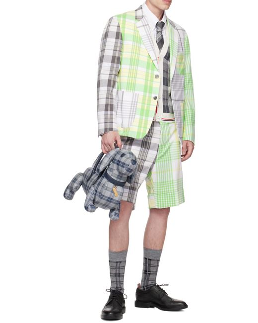 Thom Browne Green Checked Single-Breasted Blazer for men