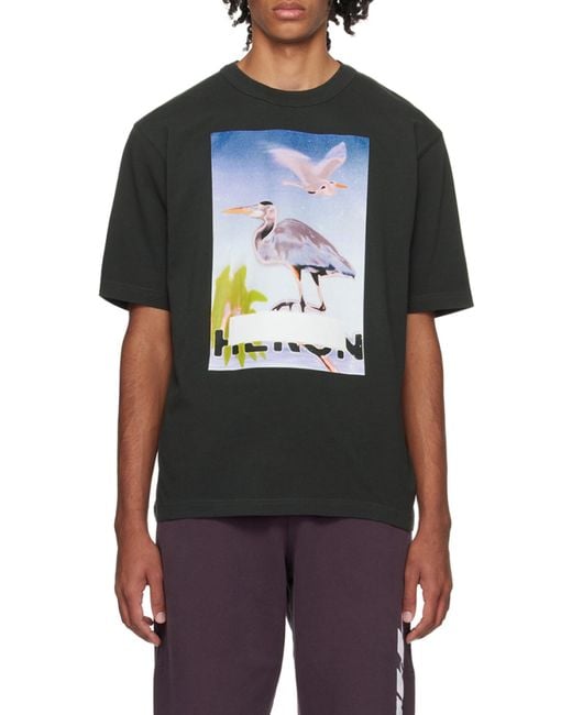 Heron Preston Black Graphic Printed Crewneck T-Shirt for men