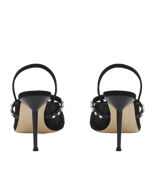 Alexander McQueen Black Crystal-Embellished Slingback Pumps