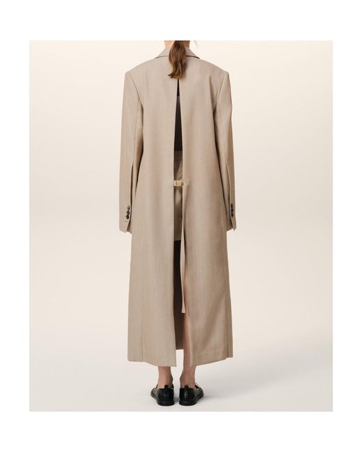 AMI Natural Back Slit Long Coat