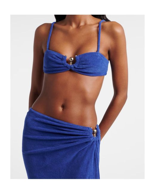 Christopher Esber Blue Cotton Blend Terry Cloth Bra Top