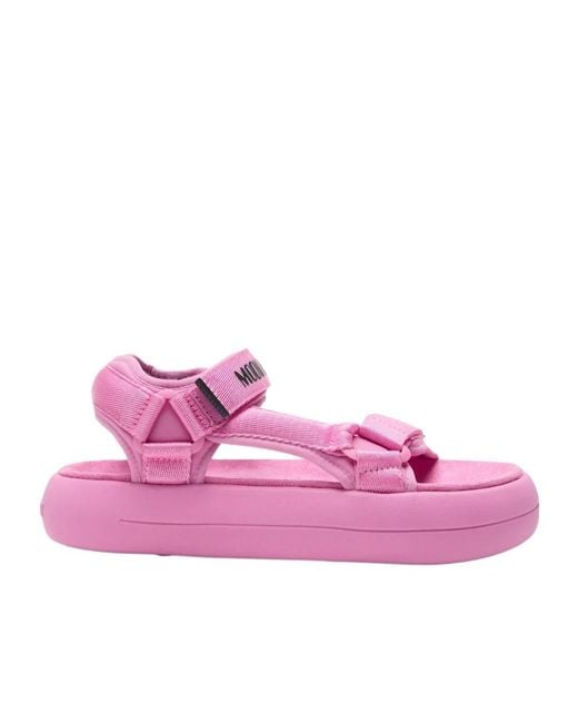 Moon Boot Pink Logo-Strap Platform Sandals for men