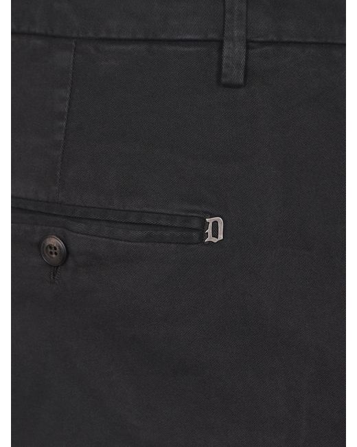 Dondup Black Belt-Lined Casual Pants for men
