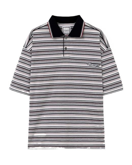 Wooyoungmi Blue Striped Short-Sleeved Polo Shirt for men