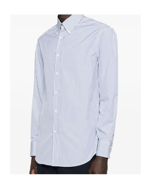 Brunello Cucinelli Blue Striped Shirt for men