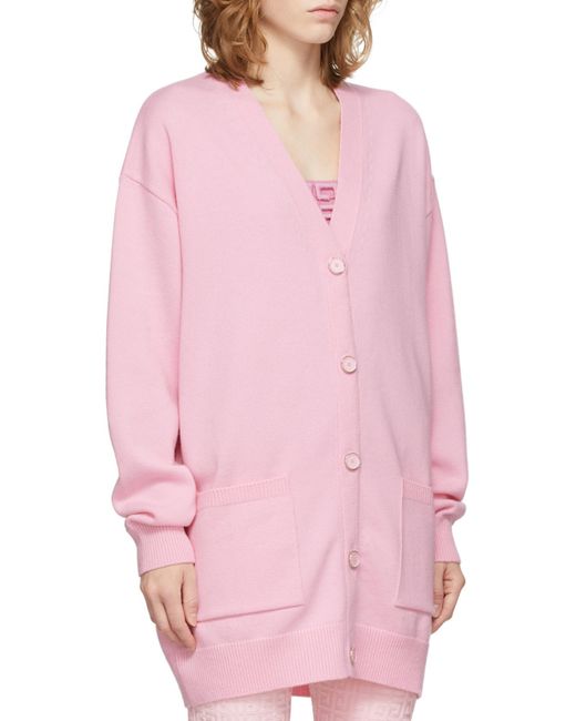 Givenchy Pink Embroidered Studded Wool-Cashmere Cardigan