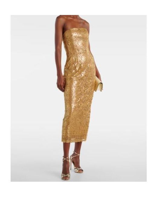 Emilia Wickstead Natural Leila Midi Lace Formal Dress