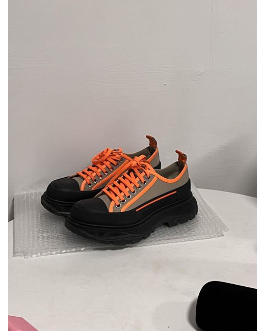 McQueen Black Tread Slick Lace Up Sneakers