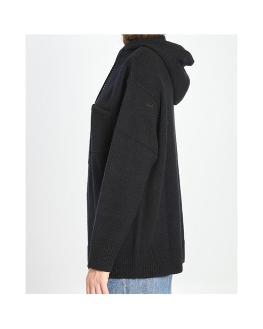 Max Mara Black Liana Drawstring Knitted Hoodie