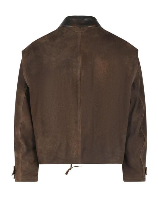 Salvatore Santoro Brown Oversized Suede Jacket for men