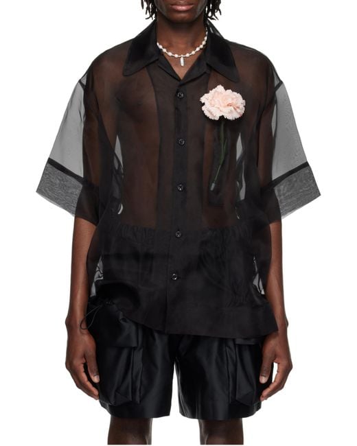 Simone Rocha Black Carnation Pocket Boxy Shirt for men