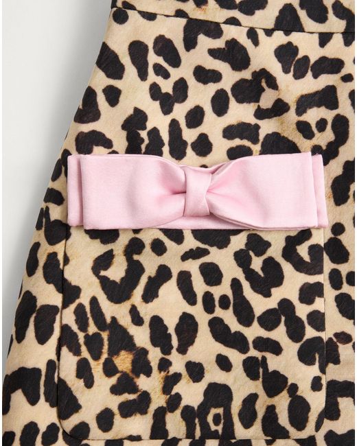 Valentino Multicolor Bow Detailed Animal Patterned Skirt