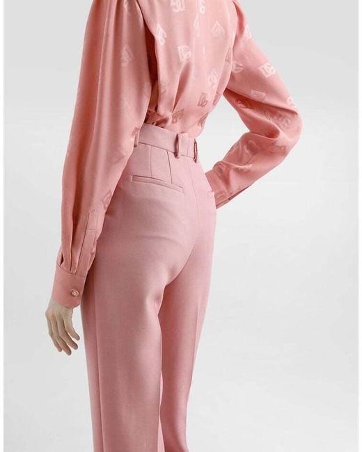 Dolce & Gabbana Pink Pressed Crease Tailored Trousers