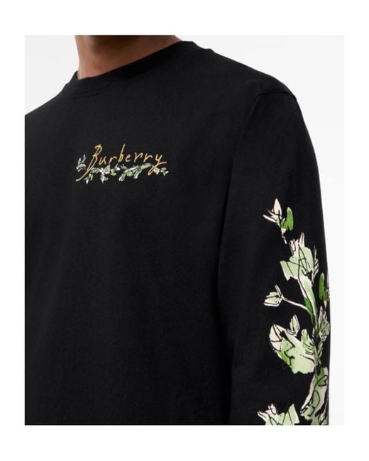 Burberry Black Long-Sleeve Brave Little Tree Cotton T-Shirt for men