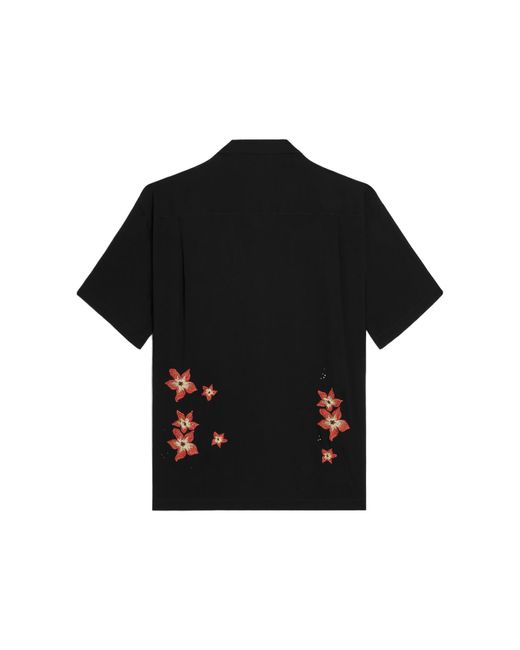 Céline Black Embroidered Hawaiian Shirt for men