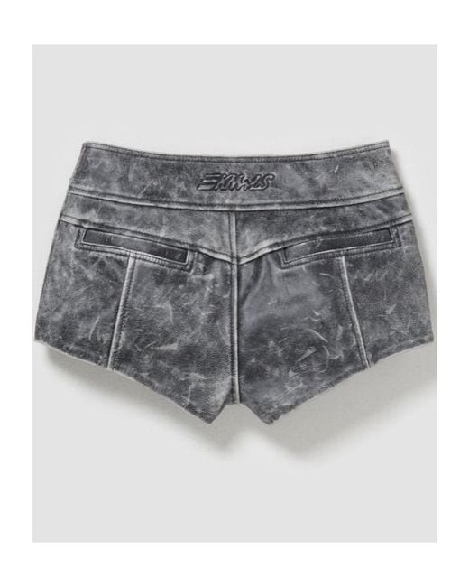 KNWLS Gray Distressed-Effect Chain-Detail Shorts