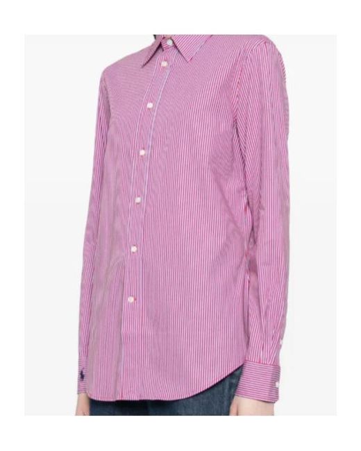 Polo Ralph Lauren Pink Logo-Embroidered Striped Shirt