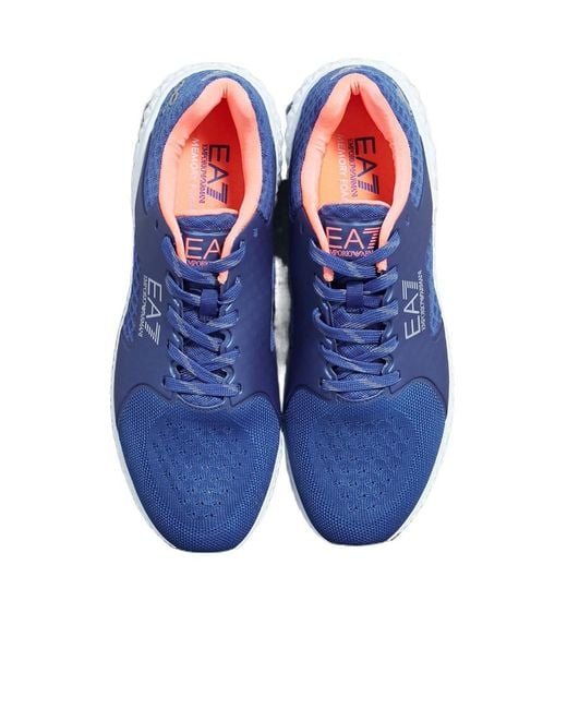 EA7 Blue Logo Lacing Casual Sneakers for men