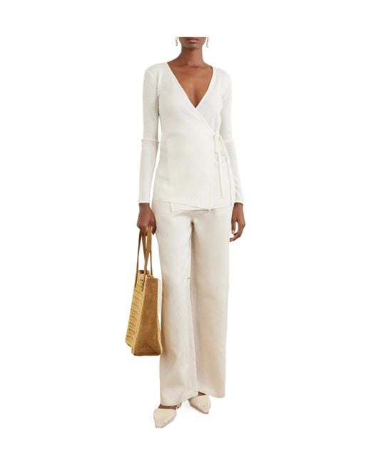 The Elder Statesman White Cashmere And Silk-Blend Wrap Cardigan