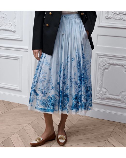 Dior Blue Iviera Mid-Length Flared Skirt