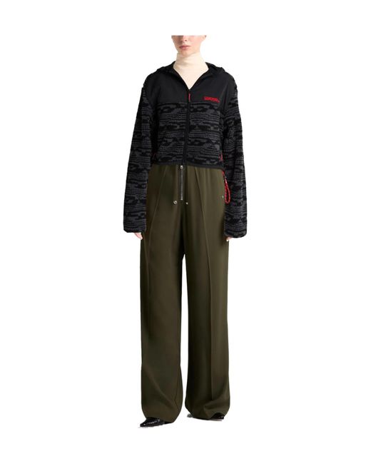 DIESEL Black Color-Blocked Cropped Teddy Fleece Jacket