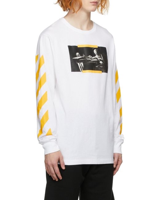Off-White c/o Virgil Abloh White Caravaggio Painting Printed Crewneck T-Shirt for men