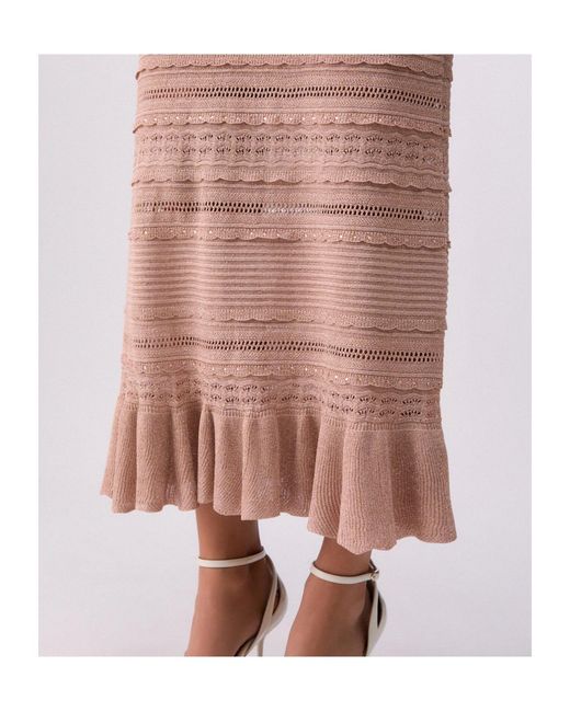 Liu Jo Natural Long Openwork Knit Skirt