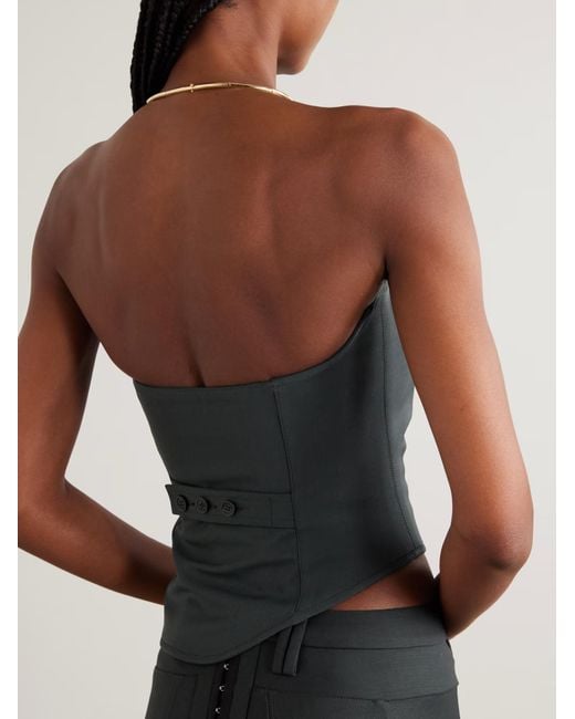 Jean Paul Gaultier Black Strapless Asymmetric Wool-Blend Twill Bustier Top