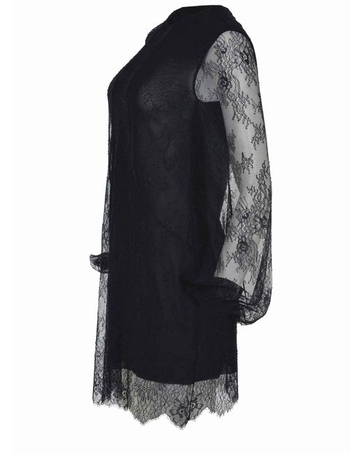 Philosophy Di Lorenzo Serafini Black Lace-Detailed Sheer Dress