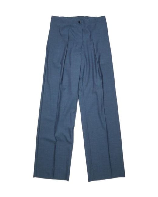 Acne Blue Pleated Wide Leg Pants