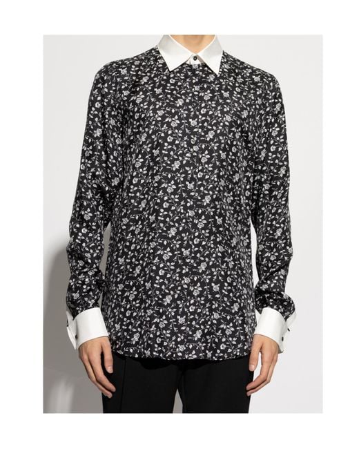 Dolce & Gabbana Black Floral Printed Shirt for men