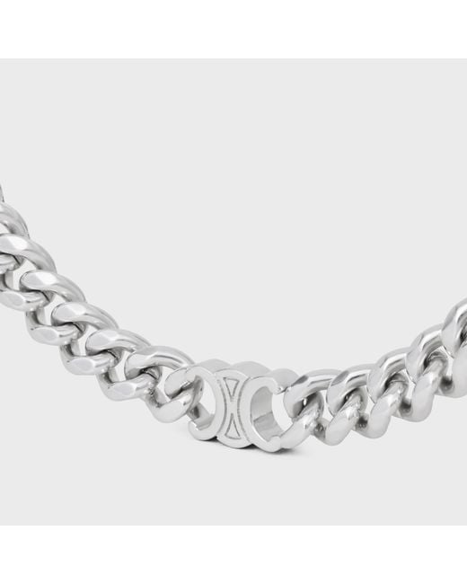 Céline Metallic Triomphe Small Gourmette Necklace for men